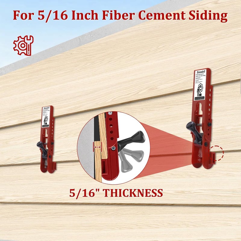 Drusolell Siding Installation Tools, Siding Mounting Kit with Adjustable Reveals, Lap Siding Gauge Made of Polycarbonate Body (Red, 5/16 Inch) - Image 2